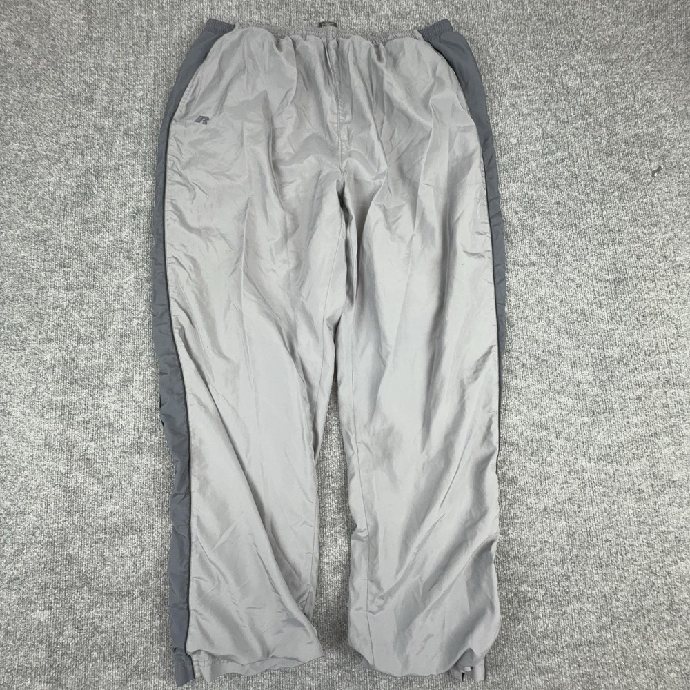 Russell Athletic Pants Mens 2XL‎ Gray Track Elastic Waist Lined Side Stripe
